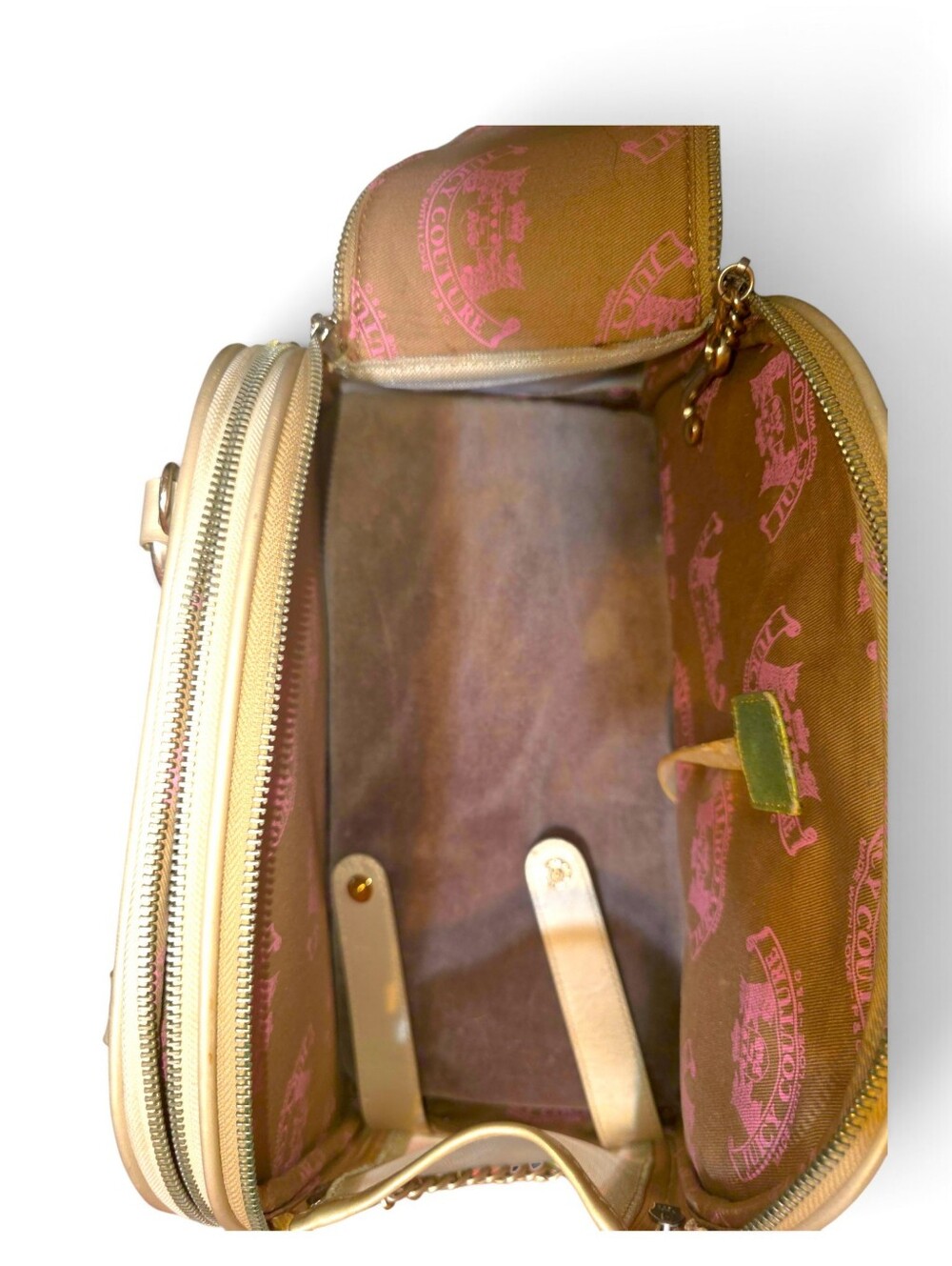 Vintage Juicy Couture Pet Animal Carrier Bag with Crossbody Strap Gold Tan Color - Picture 6 of 14